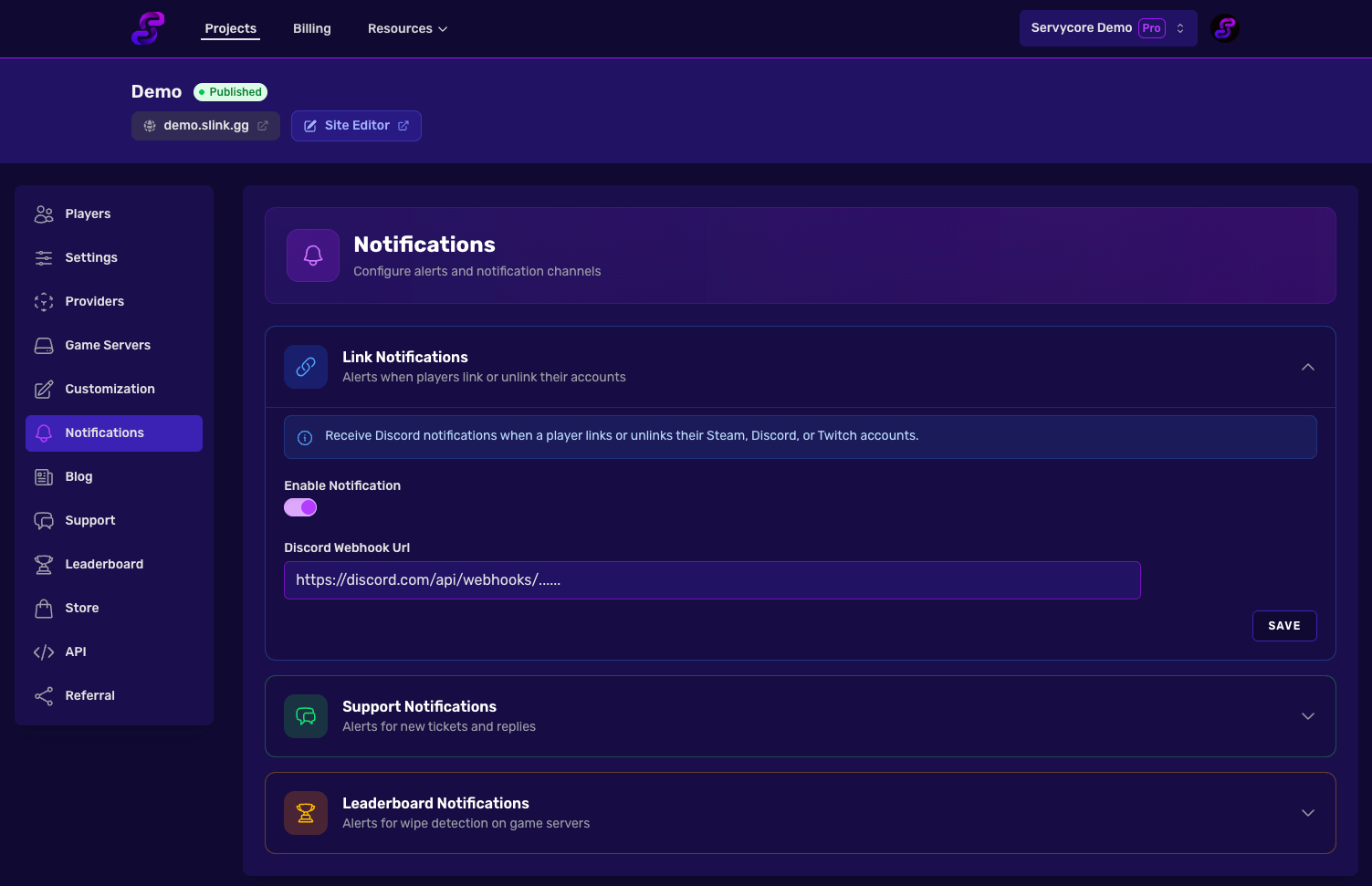 Discord Webhook Settings
