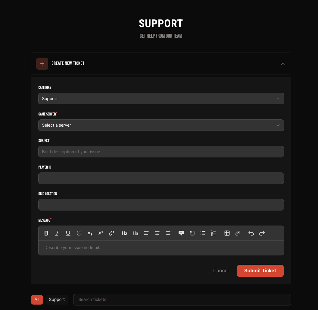 Ticket Creation Form